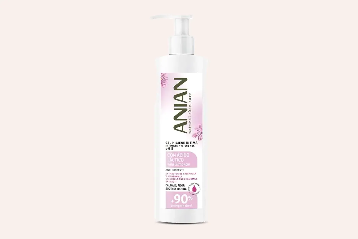 Bote del gel de higiene íntima de Anian, de 250 ml