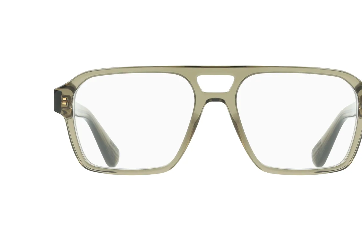 Montura de vista Ferragamo SF3085 de pasta con doble puente en caqui transparente