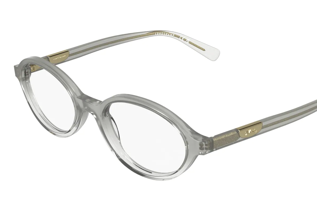 Montura graduada Longchamp LO2811 ovalada en gris transparente con detalle dorado