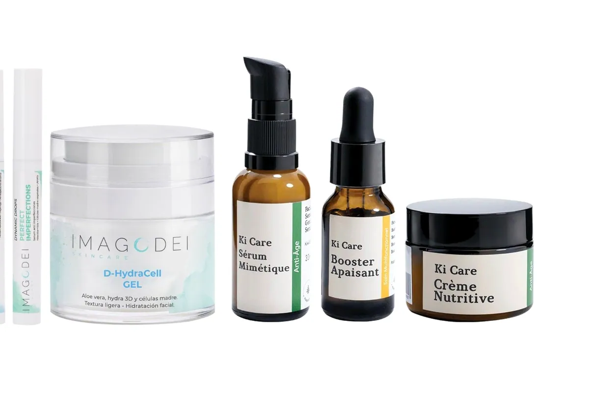 Los productos de Imago Dei Skincare y Ki Care para rosácea, alineados