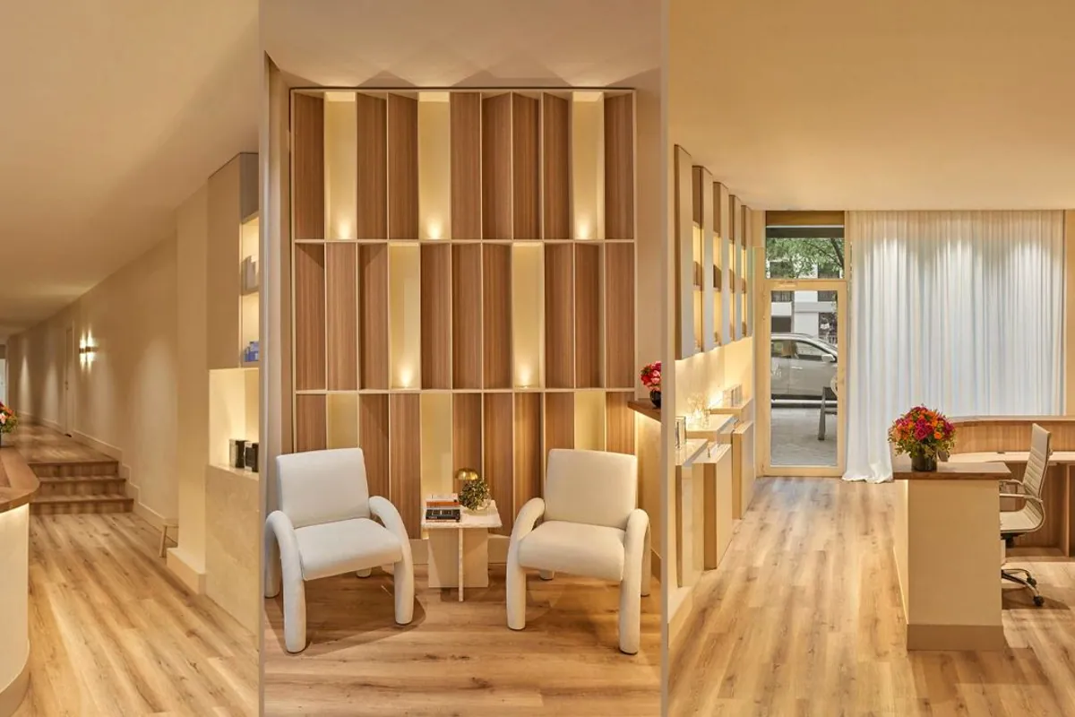 Recepción y sala de espera del centro The Beauty Concept en Madrid